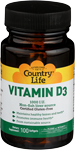 Country Life Vitamin D3 1000 iu 100 Softgels 1000 iu