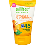 alba botanica hawaiian sunscreen spf 45 green tea tube 4 oz