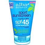 alba botanica sport sunscreen fragrance free broad spectrum spf 45 tube 4 oz