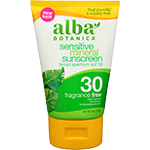 alba botanica fragrance free mineral sunblock spf 30 bottle 4 oz