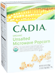 cadia organic unsalted microwave popcorn 3 bags 8.4 oz
