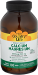 Country Life Calcium Magnesium Complex 1000mg/500mg 180 Tablets