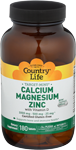 Country Life Calcium Magnesium Zinc Target Mins 180 Tablets
