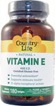 Country Life Natural Vitamin E 180 Softgels 400 iu