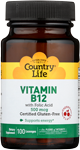 Country Life Vitamin B12 Sublingual 100 Lozenges 500 mcg