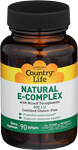 Country Life Vitamin E Complex with Tocopherols 90 Softgels 400 iu