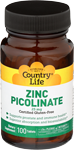 Country Life Zinc Picolinate 100 Tablets