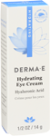 derma-e hydrating eye cream hyaluronic acid and green tea .5 oz