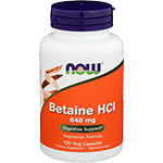 Now Foods Betaine HCl 648 mg 120 Capsules