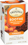 twining's tea of london soothe turmeric orange and star anise flavored herbal tea 18 tea bags
